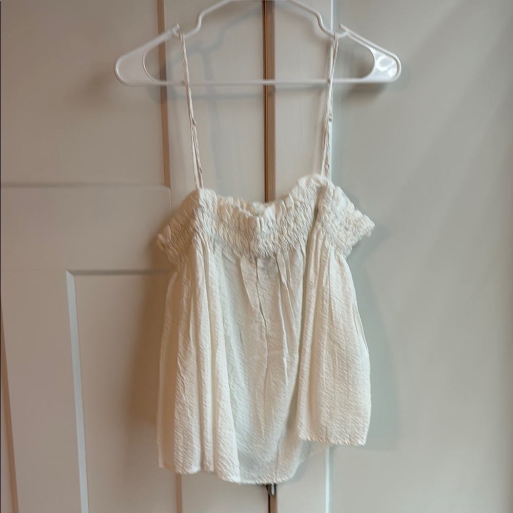 Banana Republic Cream Smocked Ruffled Camisole